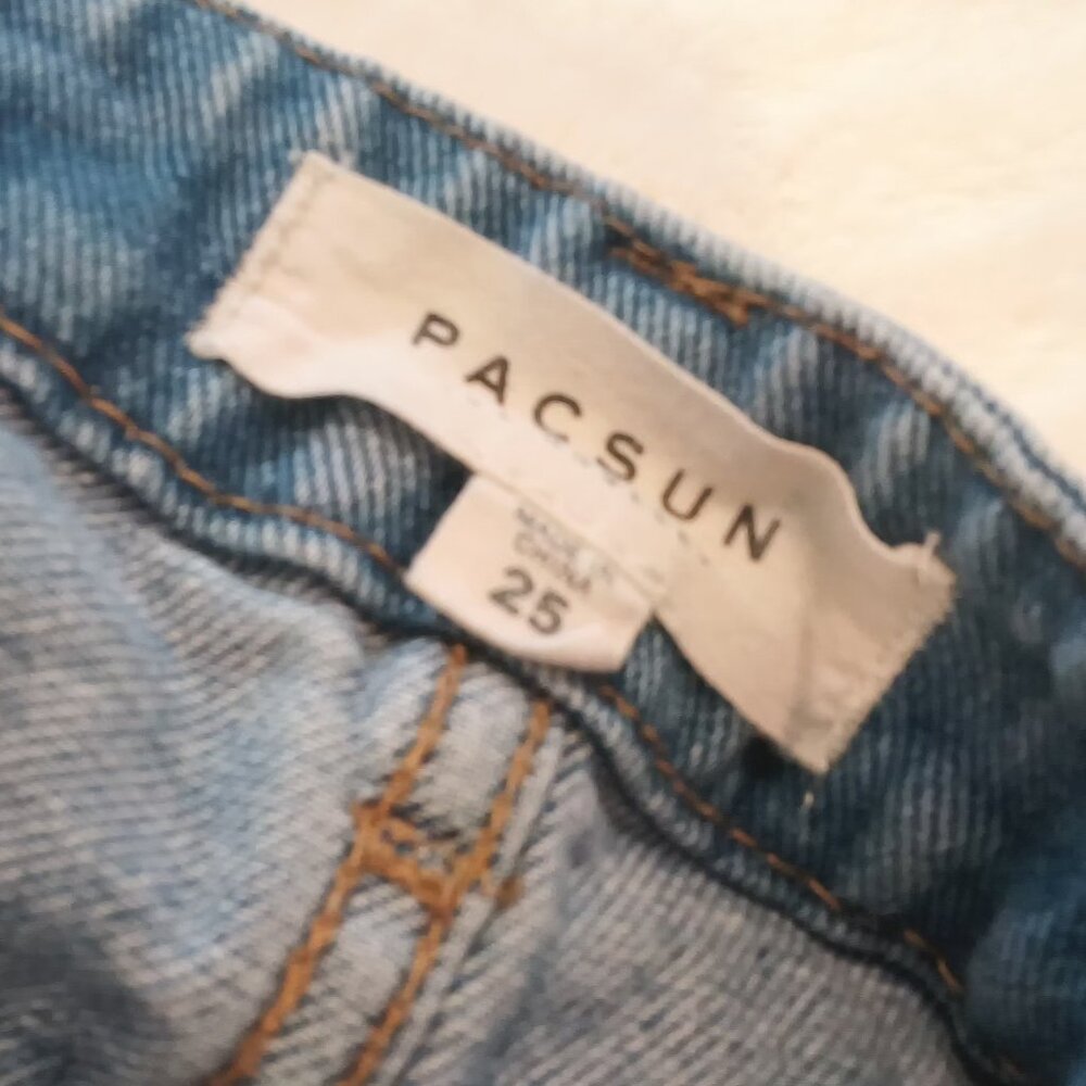 Pac Sun Womens π Cute Denim Front + Back Colorblock Mini Skater Jean Skirt π - Picture 4 of 5